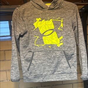 Under Armour Heather Gray Hoodie with Bright Yellow Logo